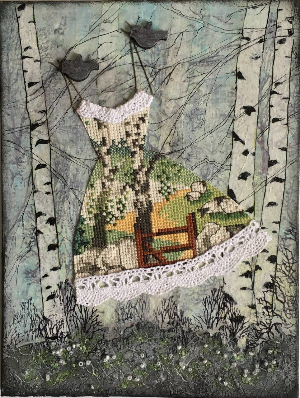 Mixed Media — Dress in the Birch Forest