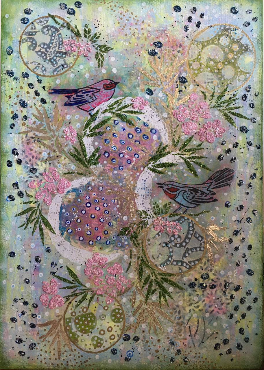 Mixed Media — Pink Roses