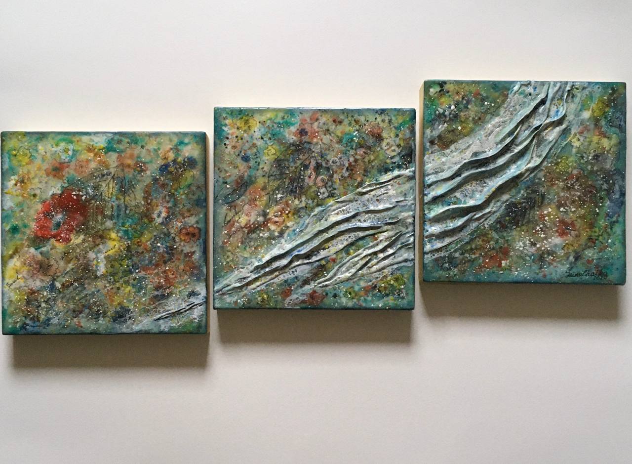 Encaustic — Dandelions